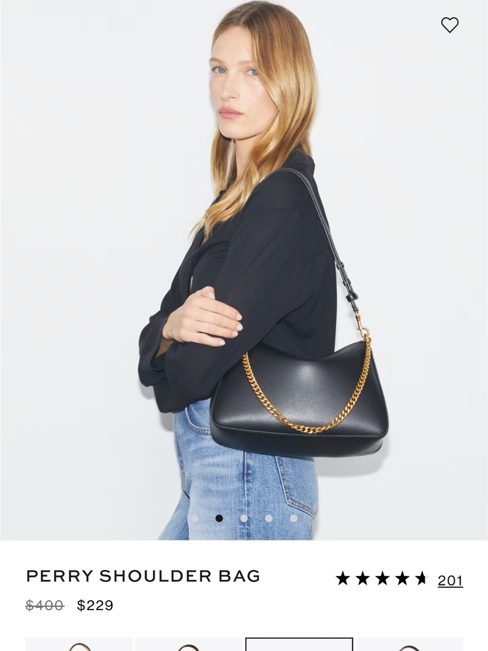 Tory Burch Perry Shoulder Bag - Black with Gold Chain - Picture 2 of 9